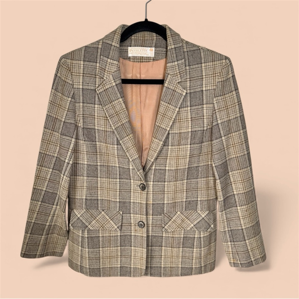 Vintage PENDLETON Women’s 100% Virgin Wool Plaid Jacket USA Size 10 Lined